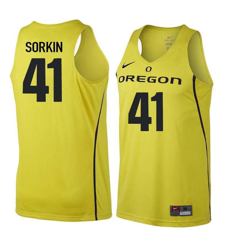 Oregon Ducks Men's #41 Roman Sorkin Basketball College Yellow Jersey WRN16O6Q