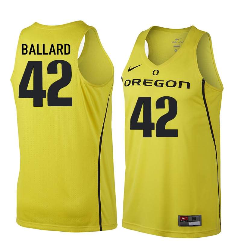 Oregon Ducks Men's #42 Greg Ballard Basketball College Yellow Jersey WYK65O6X
