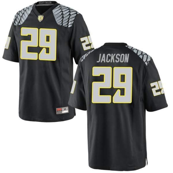 Oregon Ducks Men's #29 Adrian Jackson Football College Replica Black Jersey OXL12O1E