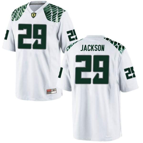 Oregon Ducks Men's #29 Adrian Jackson Football College Replica White Jersey SMN53O1T