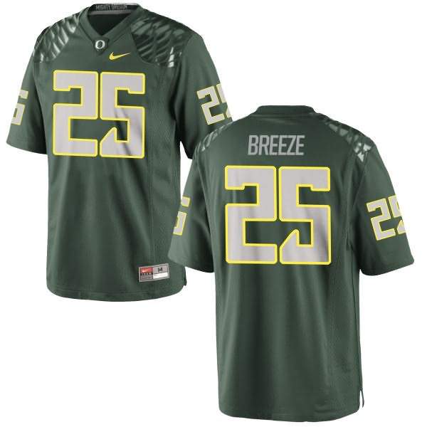 Oregon Ducks Men's #25 Brady Breeze Football College Authentic Green Jersey DLY56O2R