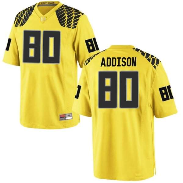 Oregon Ducks Men's #80 Bryan Addison Football College Replica Gold Jersey MBB17O5Q