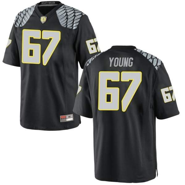 Oregon Ducks Men's #67 Cole Young Football College Game Black Jersey EXF44O7X