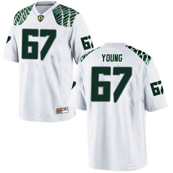 Oregon Ducks Men's #67 Cole Young Football College Game White Jersey IPO25O0G