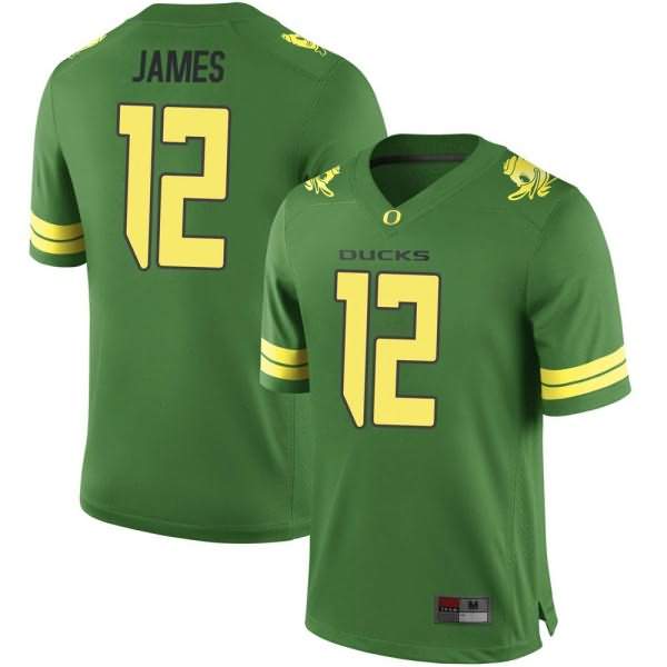 Oregon Ducks Men's #12 DJ James Football College Replica Green Jersey TQQ42O1C