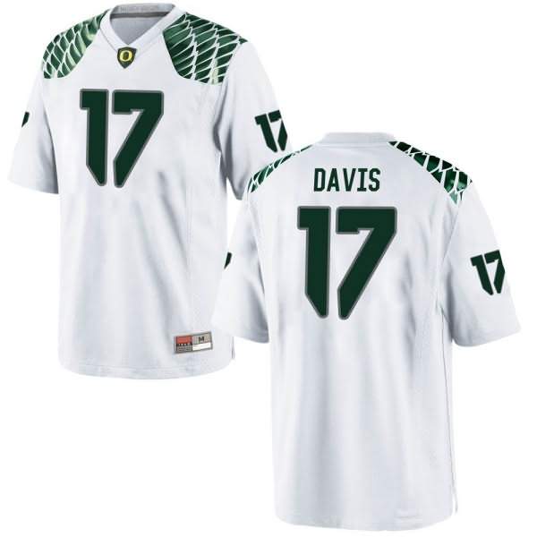 Oregon Ducks Men's #17 Daewood Davis Football College Replica White Jersey UVE81O3X