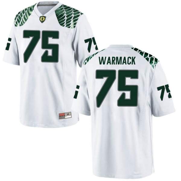 Oregon Ducks Men's #75 Dallas Warmack Football College Replica White Jersey YNJ63O3D