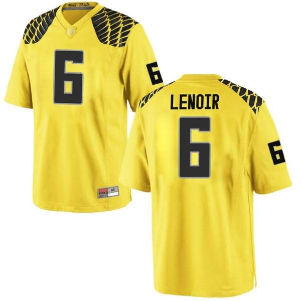 Oregon Ducks Men's #6 Deommodore Lenoir Football College Replica Gold Jersey BVN85O6P