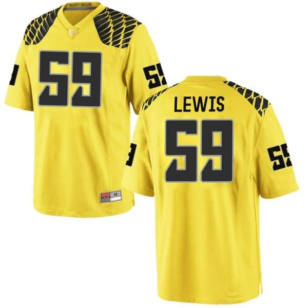 Oregon Ducks Men's #59 Devin Lewis Football College Replica Gold Jersey KUW87O3A