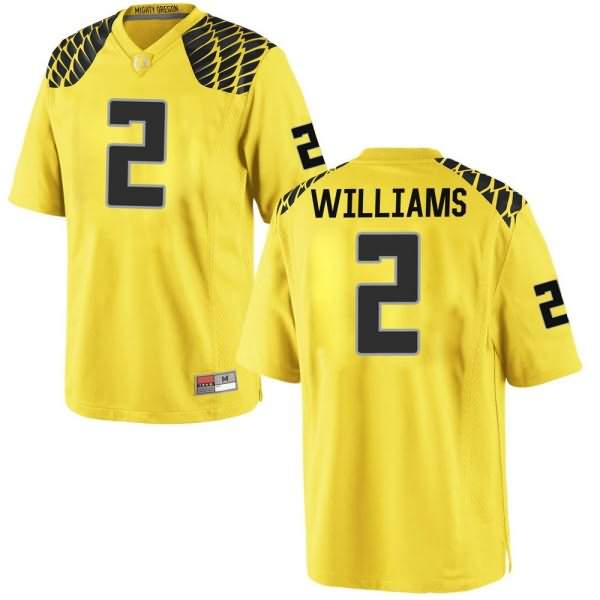 Oregon Ducks Men's #2 Devon Williams Football College Replica Gold Jersey BZW42O3X
