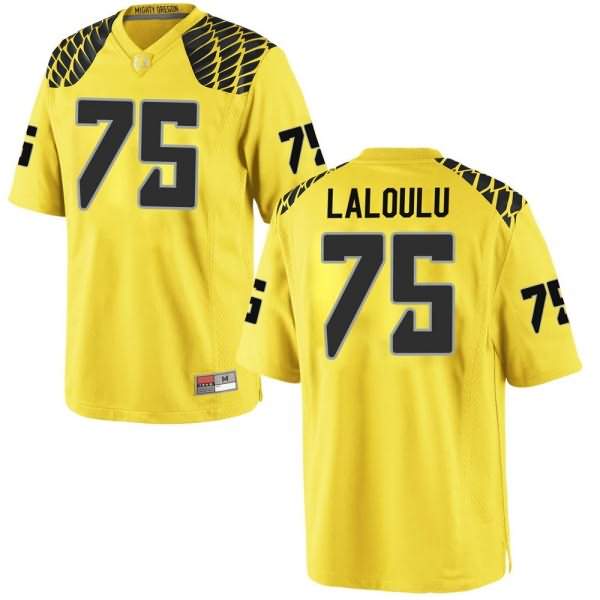 Oregon Ducks Men's #75 Faaope Laloulu Football College Replica Gold Jersey IAL57O4T