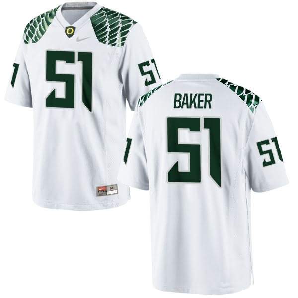 Oregon Ducks Men's #51 Gary Baker Football College Authentic White Jersey OAM73O6P