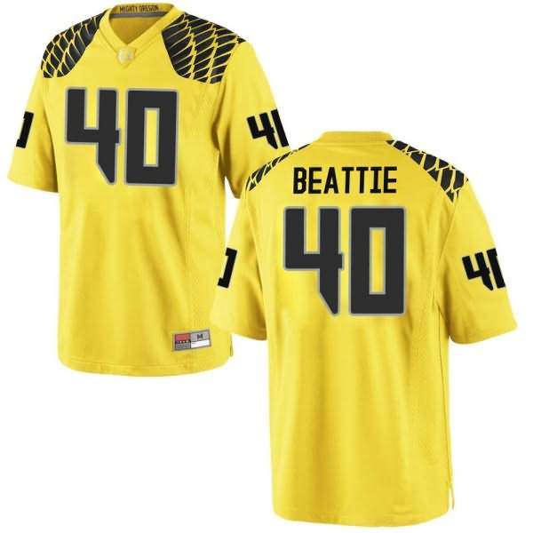 Oregon Ducks Men's #40 Harrison Beattie Football College Replica Gold Jersey DWY41O3C