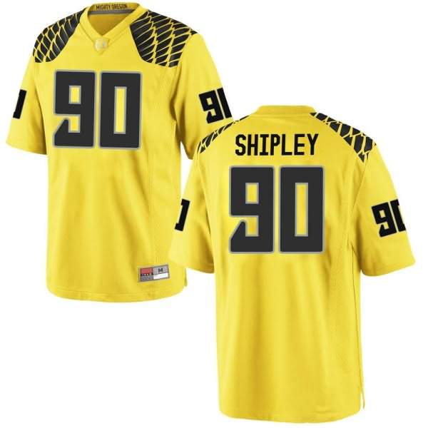 Oregon Ducks Men's #90 Jake Shipley Football College Game Gold Jersey STD00O2R