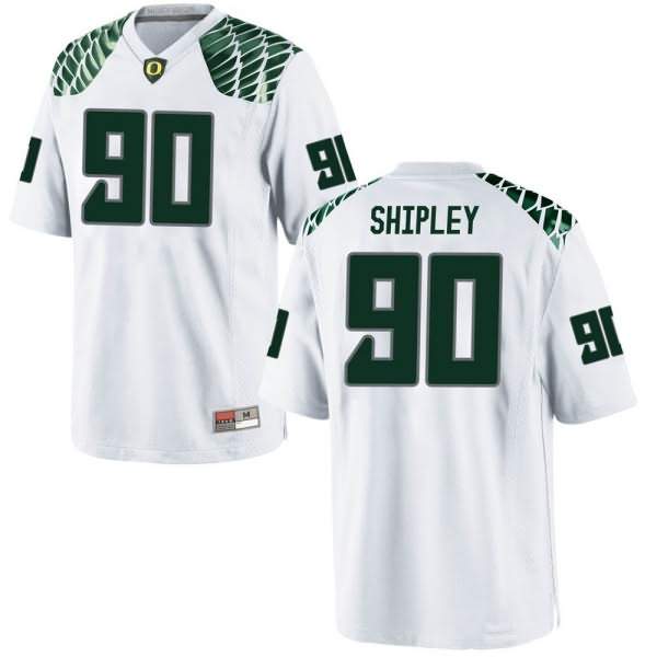Oregon Ducks Men's #90 Jake Shipley Football College Replica White Jersey HCQ71O2N