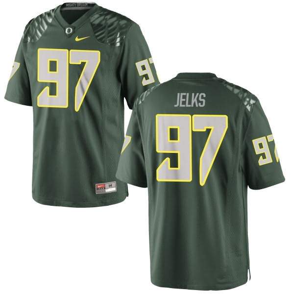 Oregon Ducks Men's #97 Jalen Jelks Football College Authentic Green Jersey NDR63O5Q