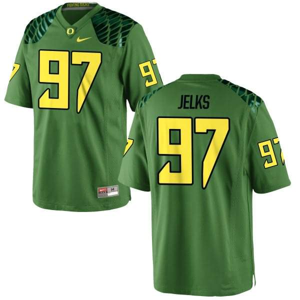 Oregon Ducks Men's #97 Jalen Jelks Football College Game Green Apple Alternate Jersey DQV41O3O