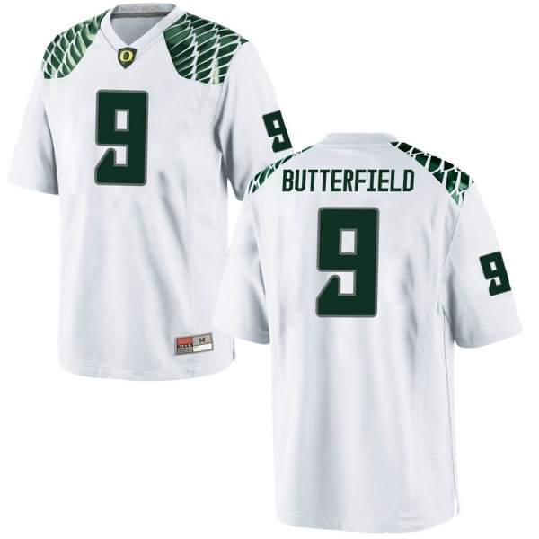 Oregon Ducks Men's #9 Jay Butterfield Football College Replica White Jersey RKF18O8Q