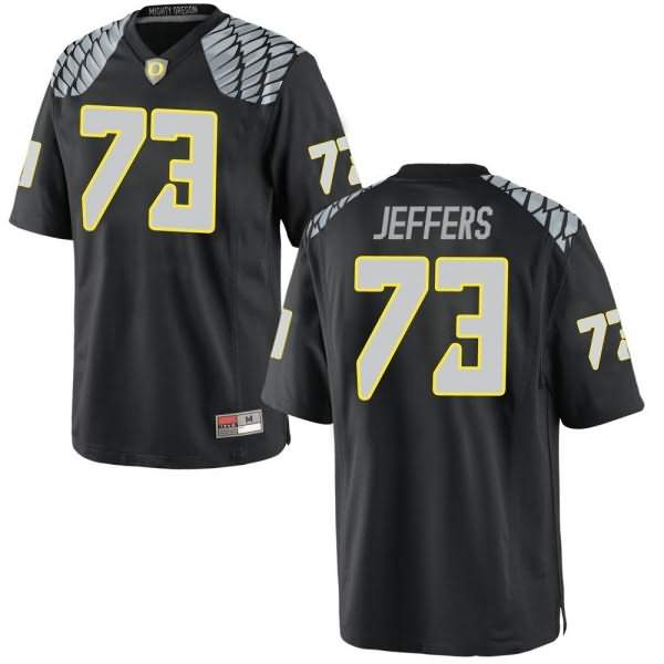 Oregon Ducks Men's #73 Jaylan Jeffers Football College Replica Black Jersey AEZ68O7F