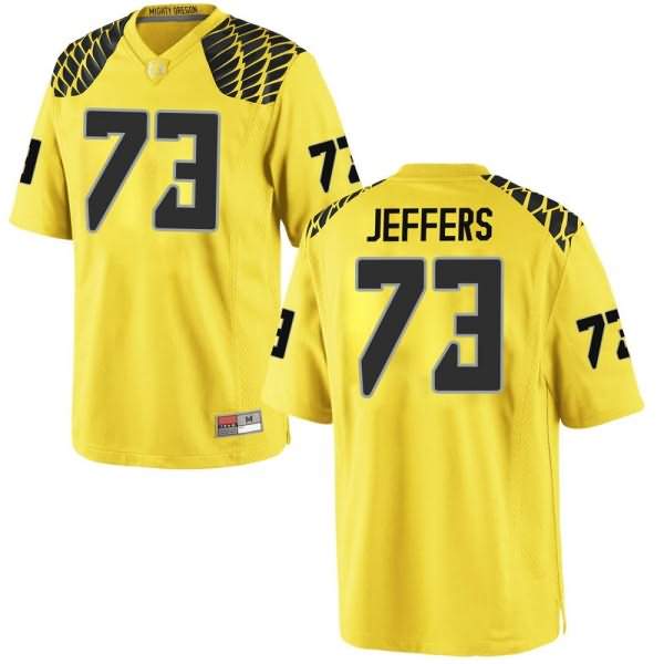 Oregon Ducks Men's #73 Jaylan Jeffers Football College Replica Gold Jersey GQW68O6O
