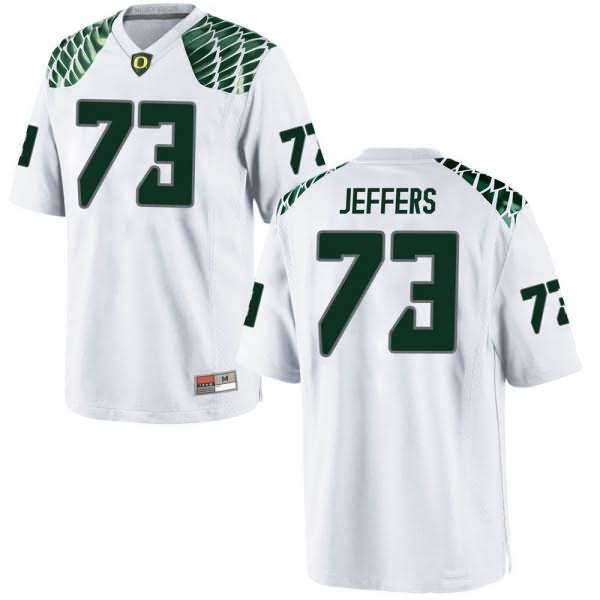 Oregon Ducks Men's #73 Jaylan Jeffers Football College Replica White Jersey AIY32O4O