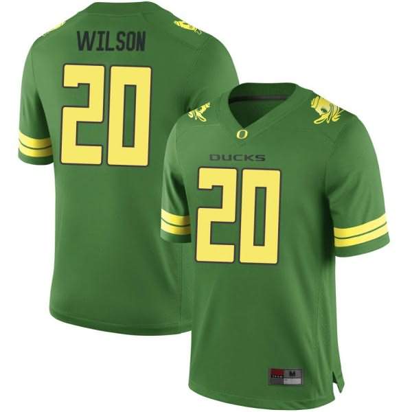 Oregon Ducks Men's #20 Jayvaun Wilson Football College Game Green Jersey MDR48O3G