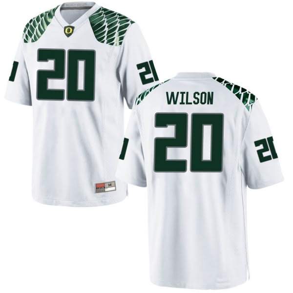 Oregon Ducks Men's #20 Jayvaun Wilson Football College Replica White Jersey KEK57O0P