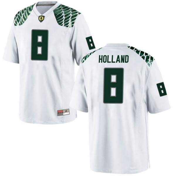 Oregon Ducks Men's #8 Jevon Holland Football College Replica White Jersey DXA88O0D