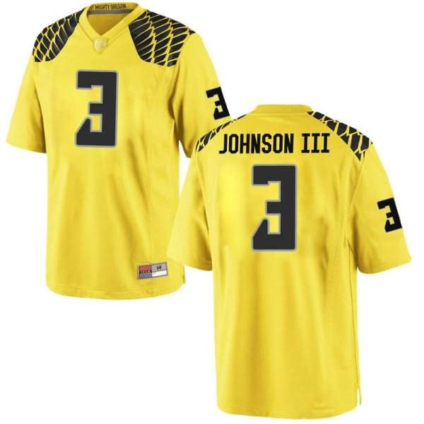 Oregon Ducks Men's #3 Johnny Johnson III Football College Game Gold Jersey NFK40O4V