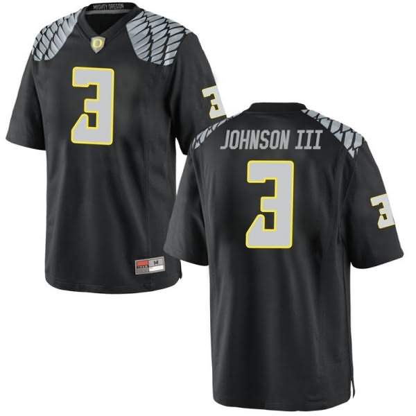 Oregon Ducks Men's #3 Johnny Johnson III Football College Replica Black Jersey ZHA15O4F