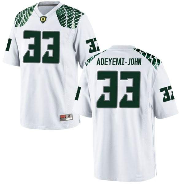 Oregon Ducks Men's #33 Jordan Adeyemi-John Football College Game White Jersey ZQJ86O3U