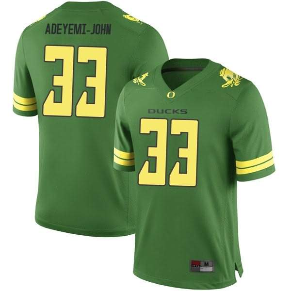 Oregon Ducks Men's #33 Jordan Adeyemi-John Football College Replica Green Jersey WSY80O3H