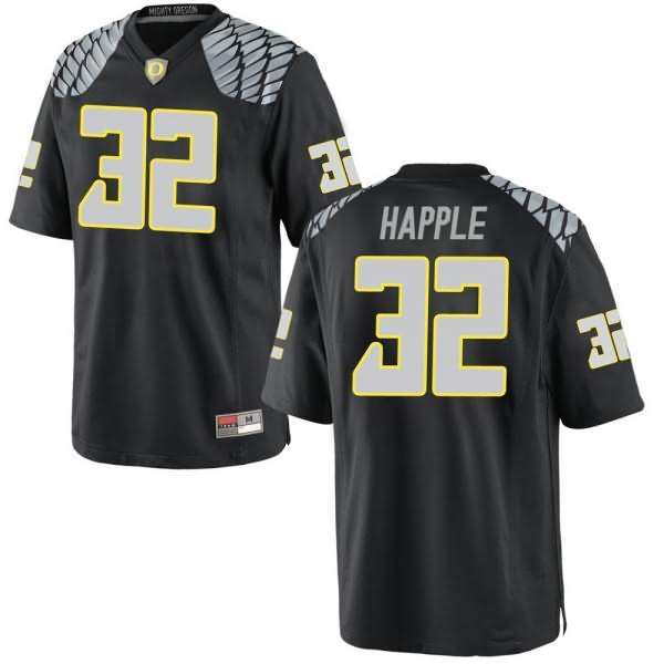 Oregon Ducks Men's #32 Jordan Happle Football College Replica Black Jersey MFJ61O0X