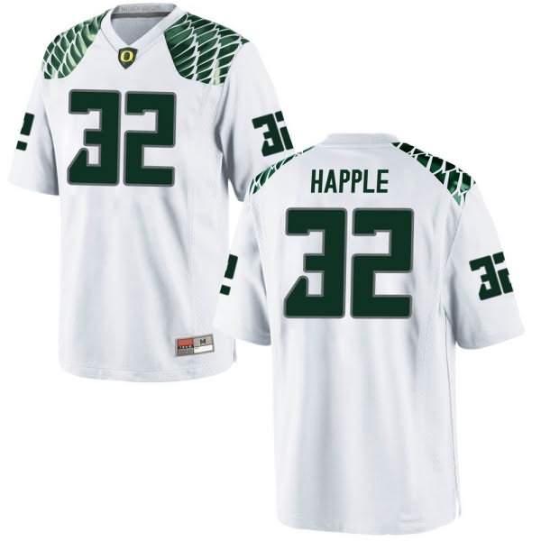 Oregon Ducks Men's #32 Jordan Happle Football College Replica White Jersey TMW15O3M
