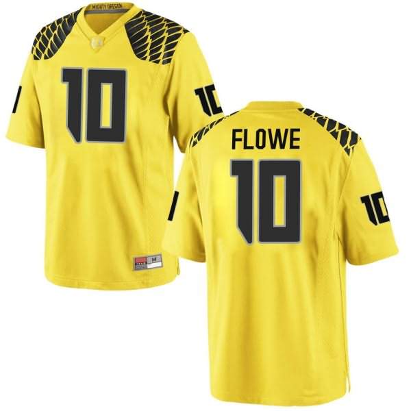 Oregon Ducks Men's #10 Justin Flowe Football College Game Gold Jersey FBH73O2C