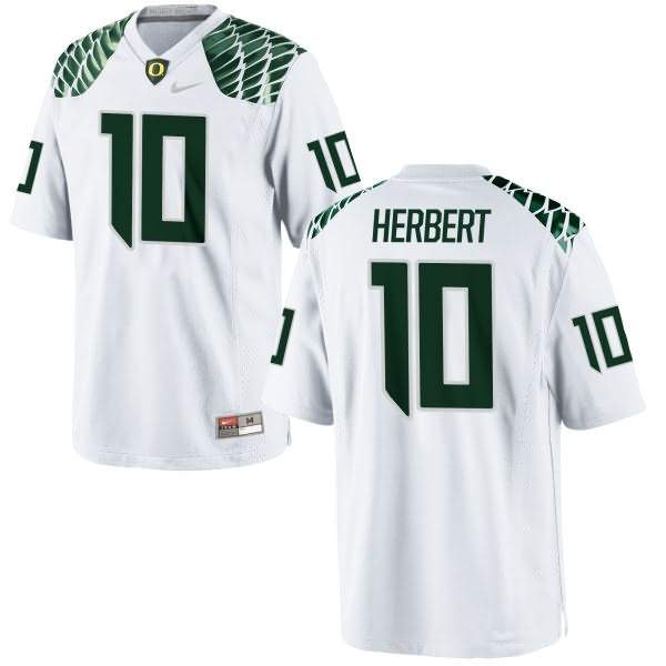 Oregon Ducks Men's #10 Justin Herbert Football College Authentic White Jersey CYP00O6E