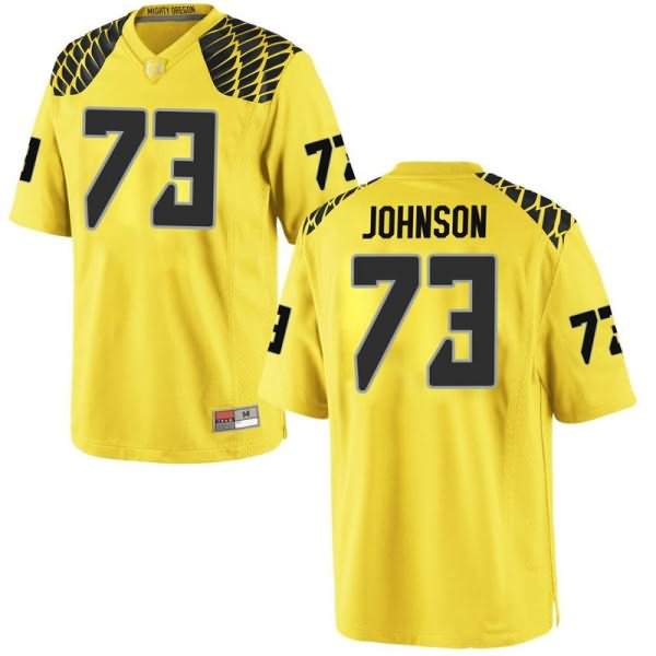 Oregon Ducks Men's #73 Justin Johnson Football College Replica Gold Jersey PYJ73O2Q