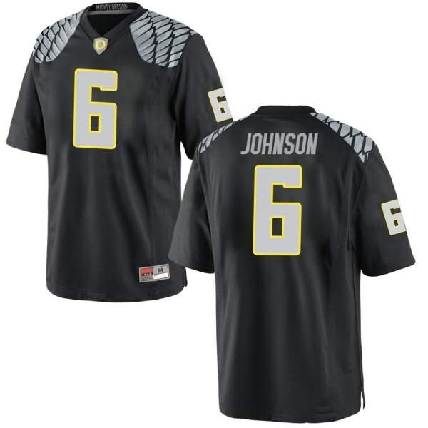 Oregon Ducks Men's #6 Juwan Johnson Football College Replica Black Jersey XIT81O2R