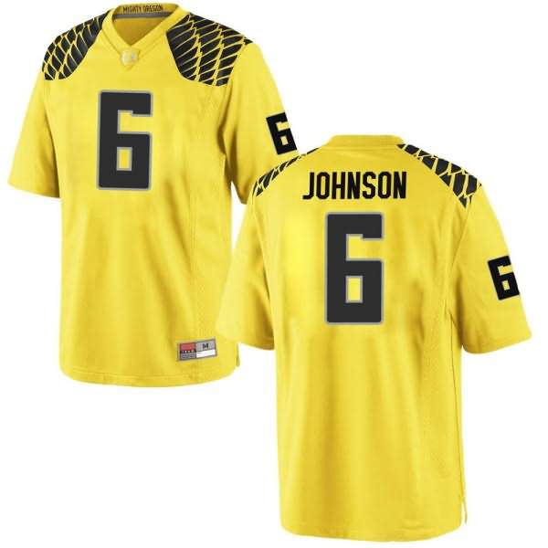 Oregon Ducks Men's #6 Juwan Johnson Football College Replica Gold Jersey BUI56O8B