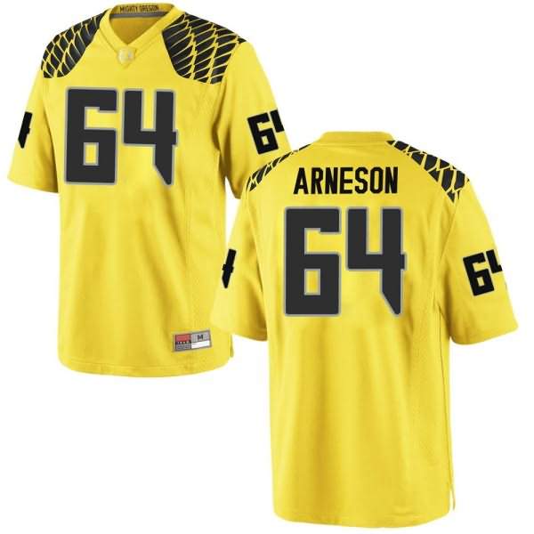 Oregon Ducks Men's #64 Kai Arneson Football College Replica Gold Jersey WRO07O5H