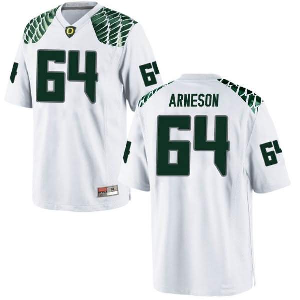 Oregon Ducks Men's #64 Kai Arneson Football College Replica White Jersey LBS37O8E