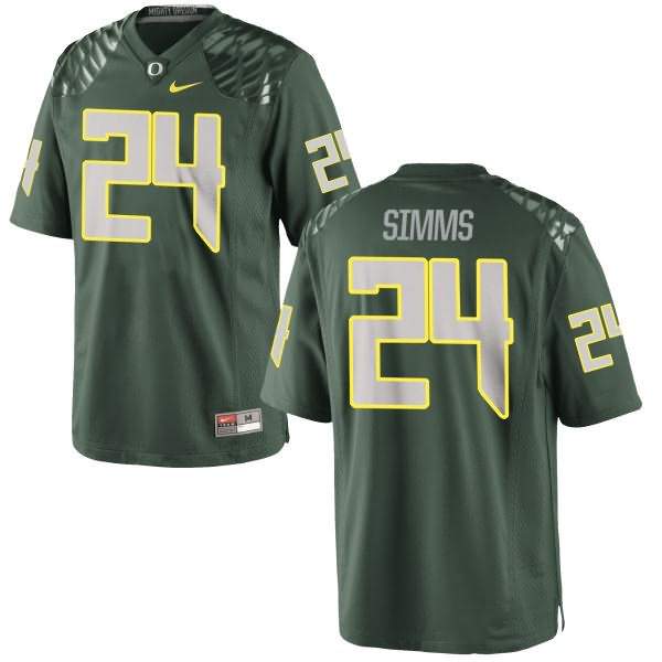 Oregon Ducks Men's #24 Keith Simms Football College Authentic Green Jersey RQE11O4S