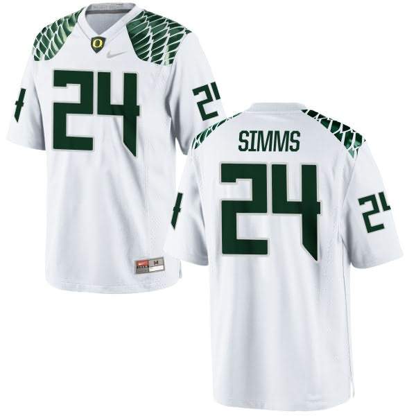 Oregon Ducks Men's #24 Keith Simms Football College Authentic White Jersey JLG17O8R