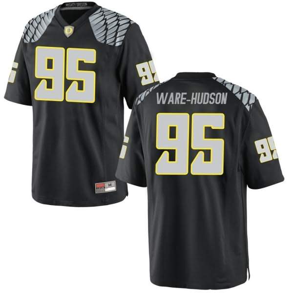 Oregon Ducks Men's #95 Keyon Ware-Hudson Football College Replica Black Jersey CQV22O4Z