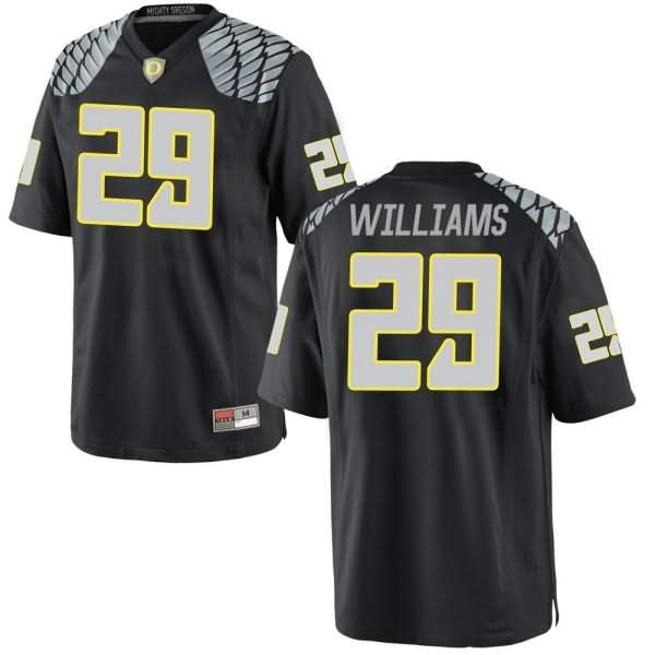 Oregon Ducks Men's #29 Korbin Williams Football College Replica Black Jersey OMH05O2E
