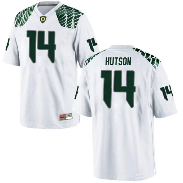 Oregon Ducks Men's #14 Kris Hutson Football College Game White Jersey GJJ06O1T