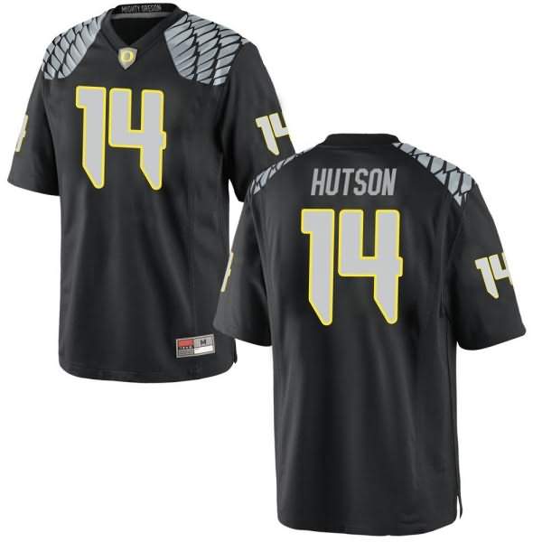 Oregon Ducks Men's #14 Kris Hutson Football College Replica Black Jersey DGF45O6A