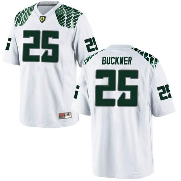 Oregon Ducks Men's #25 Kyle Buckner Football College Replica White Jersey QRX40O2T
