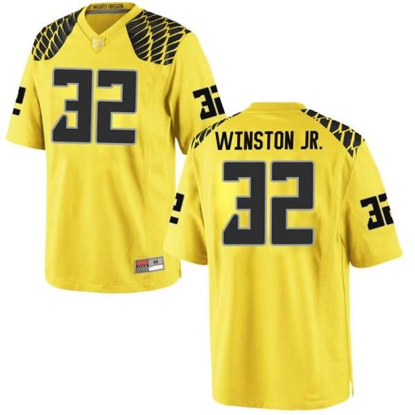 Oregon Ducks Men's #32 La'Mar Winston Jr. Football College Replica Gold Jersey PRE87O2X