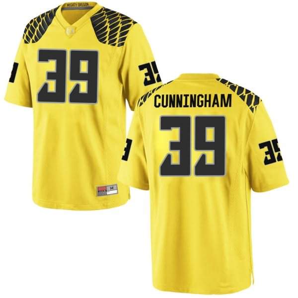Oregon Ducks Men's #39 MJ Cunningham Football College Game Gold Jersey BWH16O1O